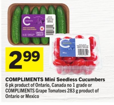 COMPLIMENTS Mini Seedless Cucumbers