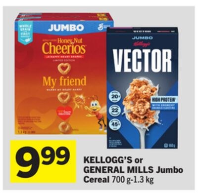 KELLOGG'S or GENERAL MILLS Jumbo Cereal