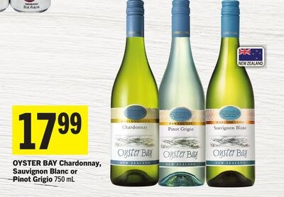 OYSTER BAY Chardonnay, Sauvignon Blanc or Pinot…