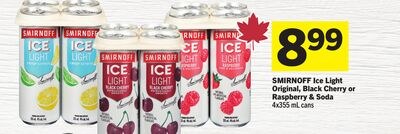 SMIRNOFF Ice Light Original, Black Cherry or Ra…