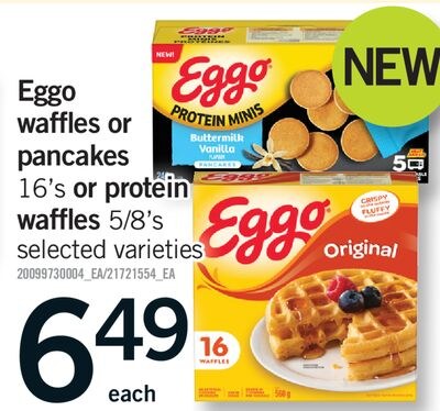 EGGO WAFFLES OR PANCAKES 16'S OR PROTEIN WAFFLE…
