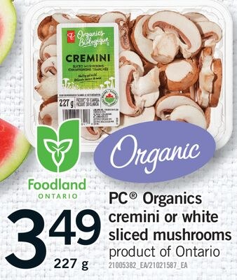 PC® ORGANICS CREMINI OR WHITE SLICED MUSHROOMS,…