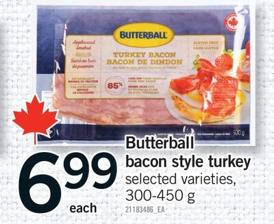 BUTTERBALL BACON STYLE TURKEY, 300-450 g
