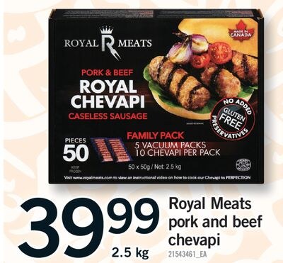 ROYAL MEATS PORK AND BEEF CHEVAPI, 2.5 kg