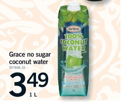 GRACE NO SUGAR COCONUT WATER, 1 L