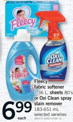 FLEECY FABRIC SOFTENER, 1.36 L, SHEETS, 80'S OR…
