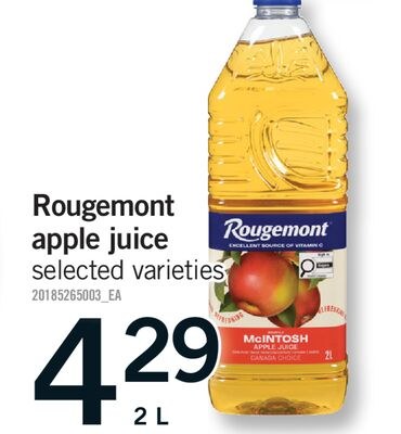 ROUGEMONT APPLE JUICE, 2 L