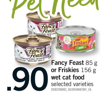 FANCY FEAST, 85 G OR FRISKIES, 156 G WET CAT FO…
