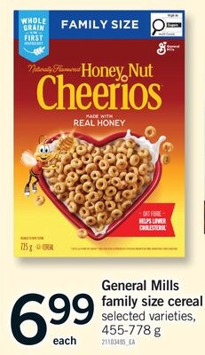 GENERAL MILLS FAMILY SIZE CEREAL, 455-778 G
