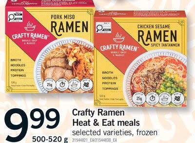 CRAFTY RAMEN HEAT & EAT MEALS, 500-520 G