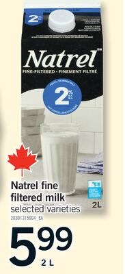 NATREL FINE FILTERED MILK, 2 L