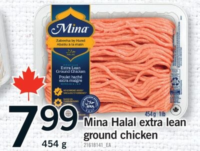 MINA HALAL EXTRA LEAN GROUND CHICKEN, 454 G