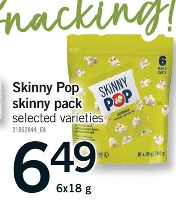 SKINNY POP SKINNY PACK, 6x18 g