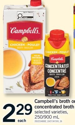 CAMPBELL'S BROTH OR CONCENTRATED BROTH, 250/900…