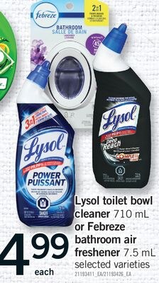 LYSOL TOILET BOWL CLEANER, 710 ML OR FEBREZE BA…