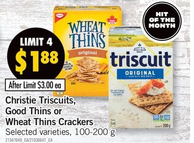CHRISTIE TRISCUITS, GOOD THINS OR WHEAT THINS C…