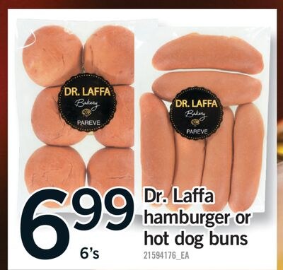 DR. LAFFA HAMBURGER OR HOT DOG BUNS, 6'S