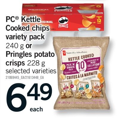 PC® KETTLE COOKED CHIPS VARIETY PACK, 240 G OR …