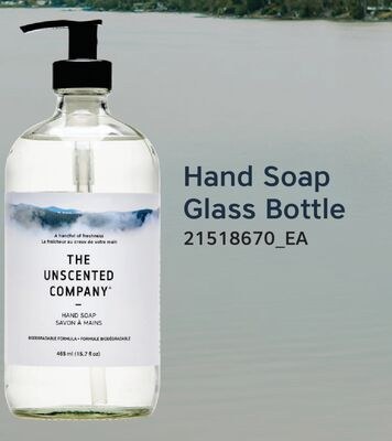 THE UNSCENTED COMPANY HAND SOAP GLASS BOTTLE