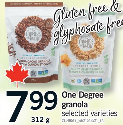 ONE DEGREE GRANOLA, 312 g