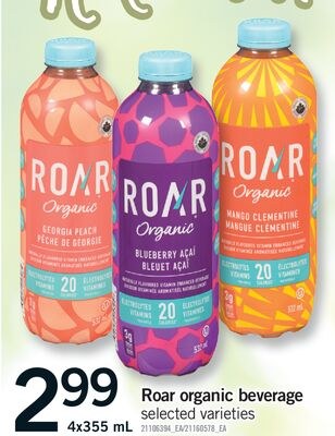 ROAR ORGANIC BEVERAGE, 4 X 355 ML