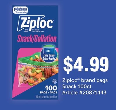 ZIPLOC® BRAND BAGS SNACK, 100CT