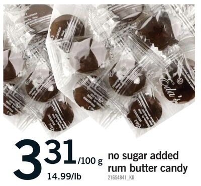 NO SUGAR ADDED RUM BUTTER CANDY