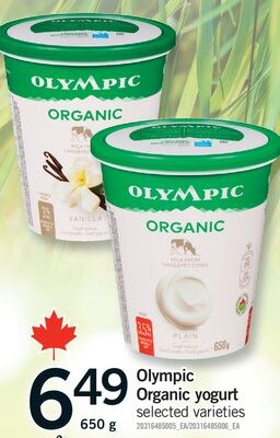 OLYMPIC ORGANIC YOGURT, 650 G