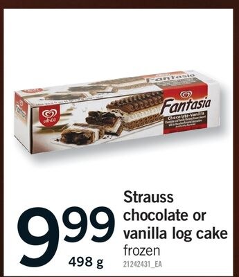 STRAUSS CHOCOLATE OR VANILLA LOG CAKE, 498 G