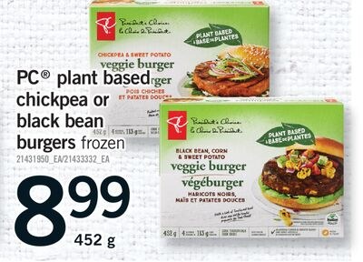 PC® PLANT BASED CHICKPEA OR BLACK BEAN BURGERS,…