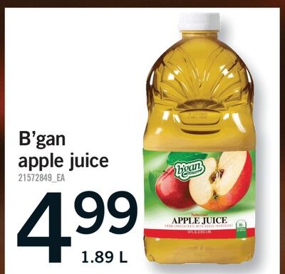 B'GAN APPLE JUICE, 1.89 L
