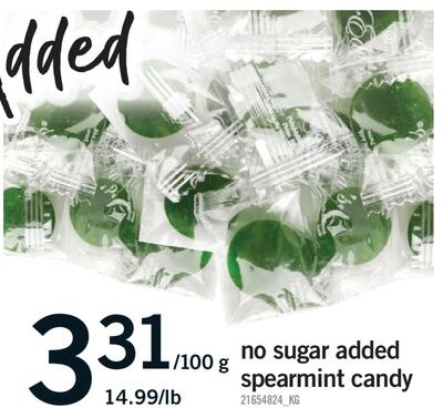 NO SUGAR ADDED SPEARMINT CANDY