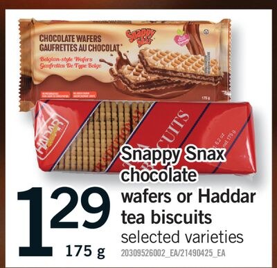 SNAPPY SNAX CHOCOLATE WAFERS OR HADDAR TEA BISC…