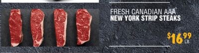 FRESH CANADIAN AAA NEW YORK STRIP STEAKS