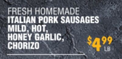 FRESH HOMEMADE ITALIAN PORK SAUSAGES