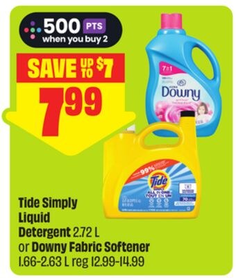 Tide Simply Liquid Detergent 2.72 L or Downy Fa…