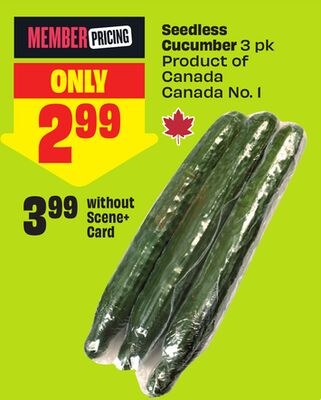 Seedless Cucumber 3 pk Product of Canada Canada…