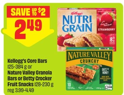 Kellogg's Core Bars 125-384 g or Nature Valley …