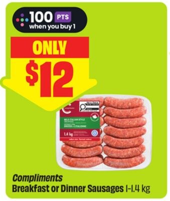 Compliments Breakfast or Dinner Sausages 1-1.4 …