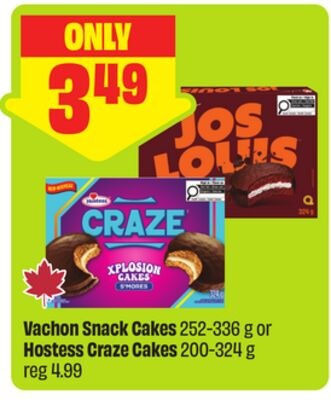 Vachon Snack Cakes 252-336 g or Hostess Craze C…