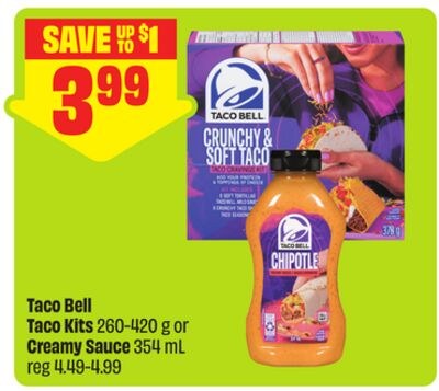 Taco Bell Taco Kits 260-420 g or Creamy Sauce 3…