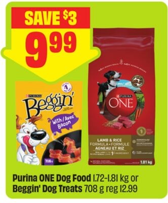Purina ONE Dog Food 1.72-1.81 kg or Beggin' Dog…