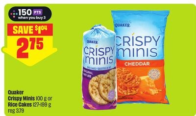 Quaker Crispy Minis 100 g or Rice Cakes 127-199…
