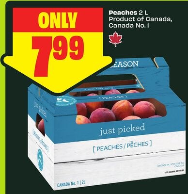 Peaches 2 L Product of Canada, Canada No. 1