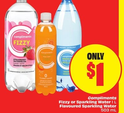 Compliments Fizzy or Sparkling Water 503 mL