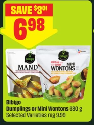 Bibigo Dumplings or Mini Wontons 680 g Selected…