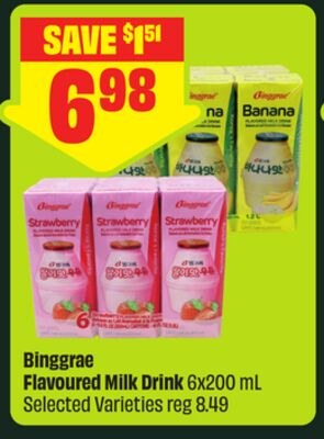 Binggrae Flavoured Milk Drink 6x200 mL Selected…