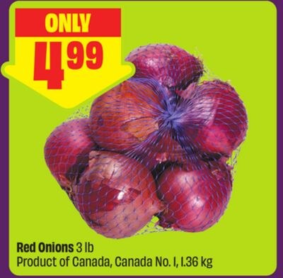 Red Onions 3 lb Product of Canada, Canada No. 1…