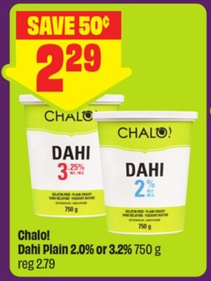 Chalo! Dahi Plain 2.0% or 3.2% 750 g