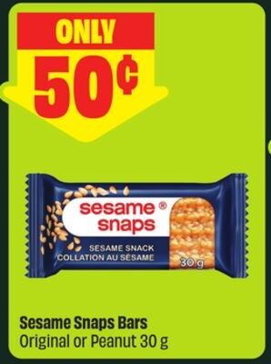 Sesame Snaps Bars Original or Peanut 30 g